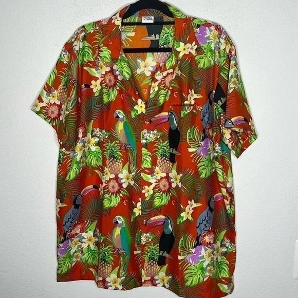 KING KAMEHA Hawaiian Shirt Funky Casual Button Down Loud Short sleeve XL NWOT - Picture 2 of 5